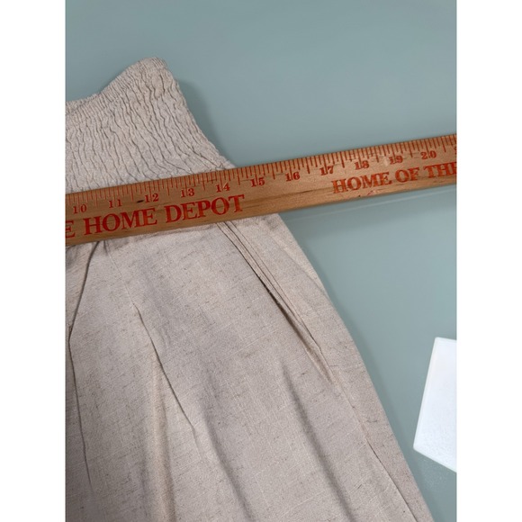 ANRABESS Wide Leg Pants Women's M Linen Blend Beige Cropped Lightweight Pockets - Picture 9 of 14